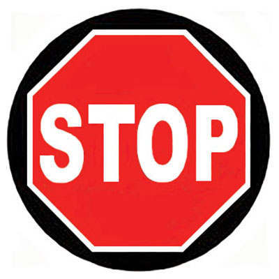 stop sign - red octagon with white text